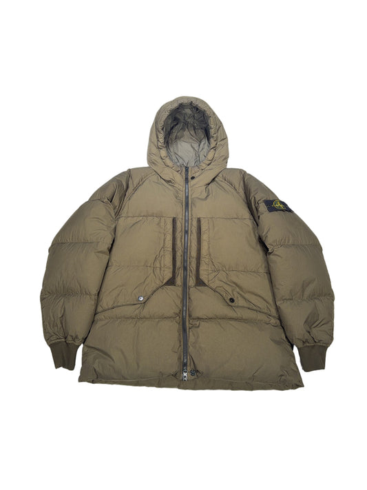 Stone Island Garment Dyed Crinkle Reps NY Down Hooded Jacket – Brown
