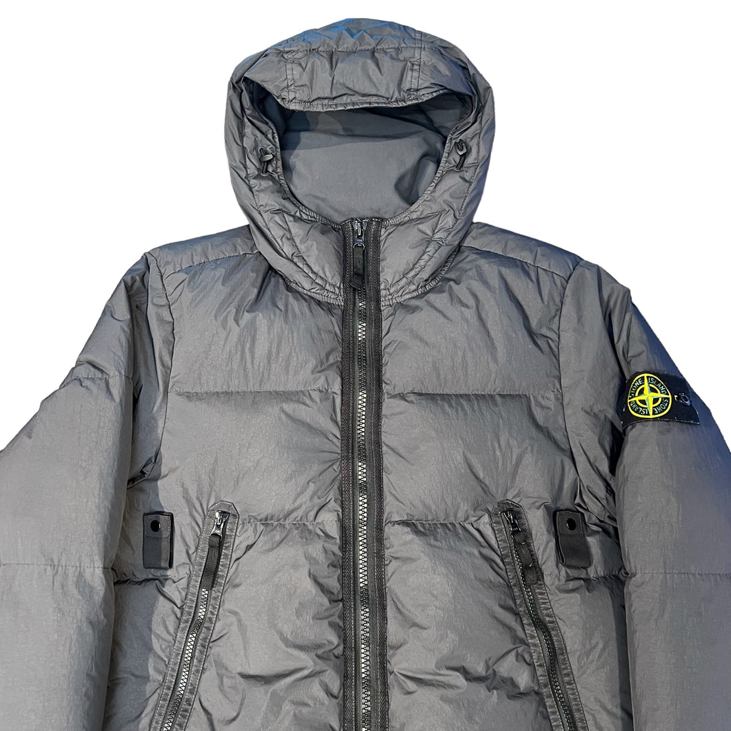 Stone Island Charcoal Grey Garment Dyed Crinkle Reps NY Down Coat