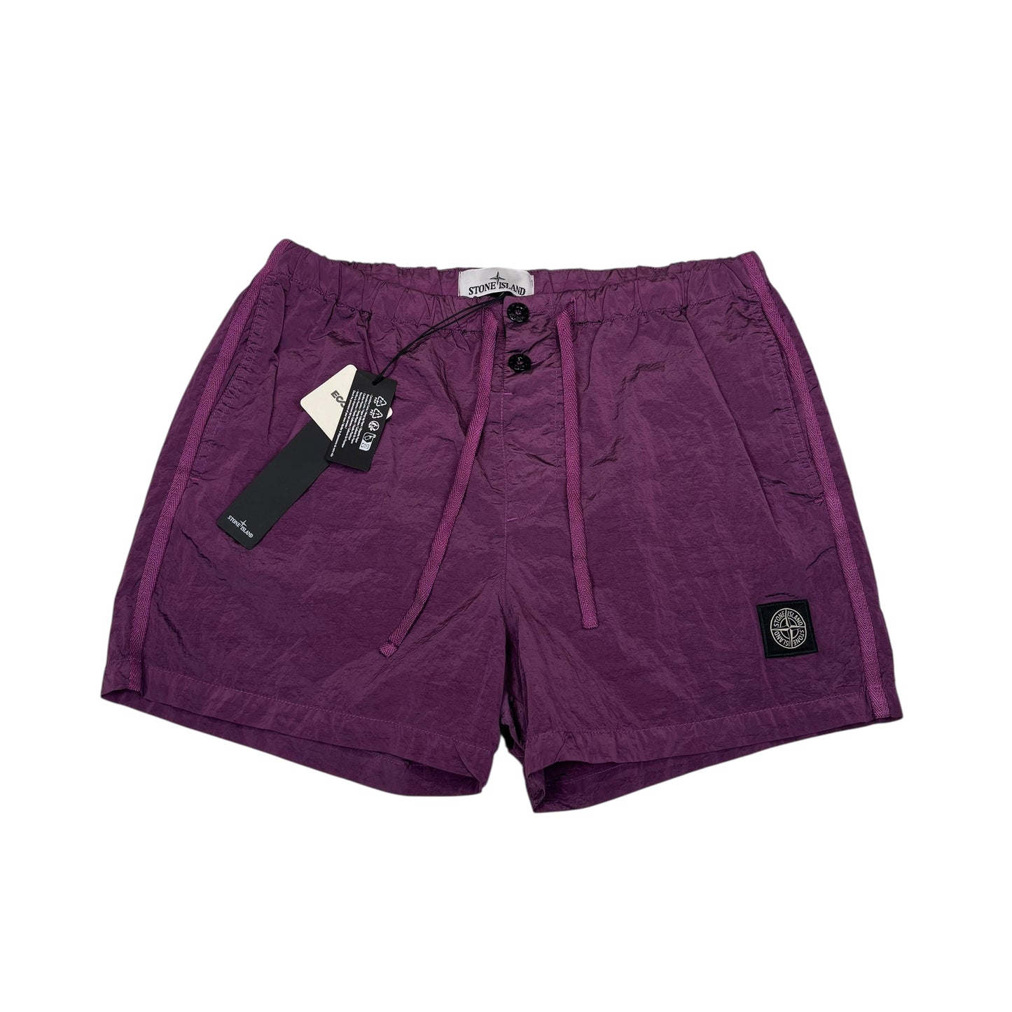 Stone Island Purple Nylon Metal Patch Logo Swim Shorts