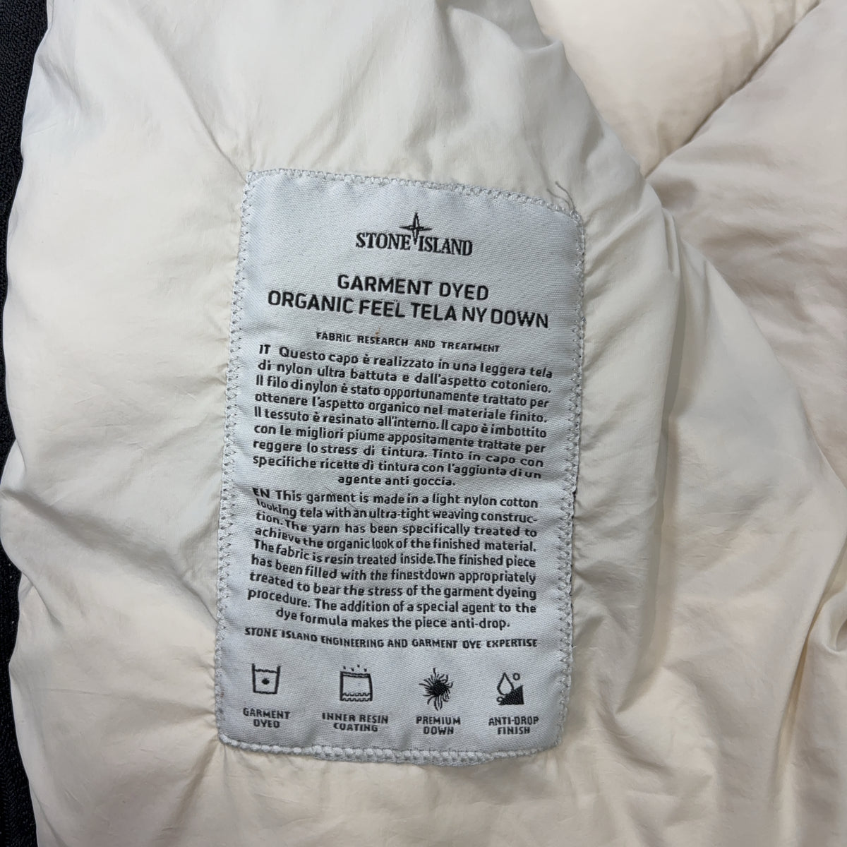 Stone Island Garment Dyed Organic Feel NY Down Beige Coat