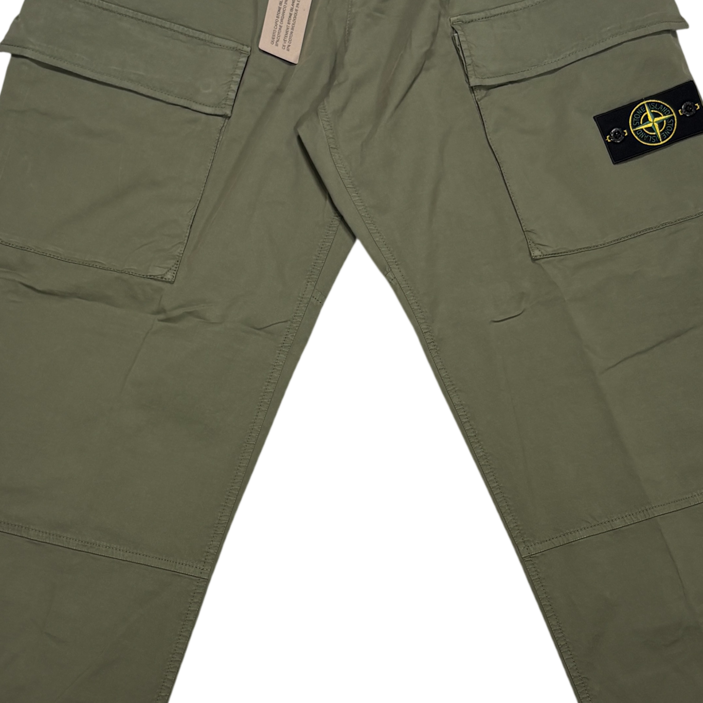 Stone Island Green Compass Patch Cargo Cargo Trousers