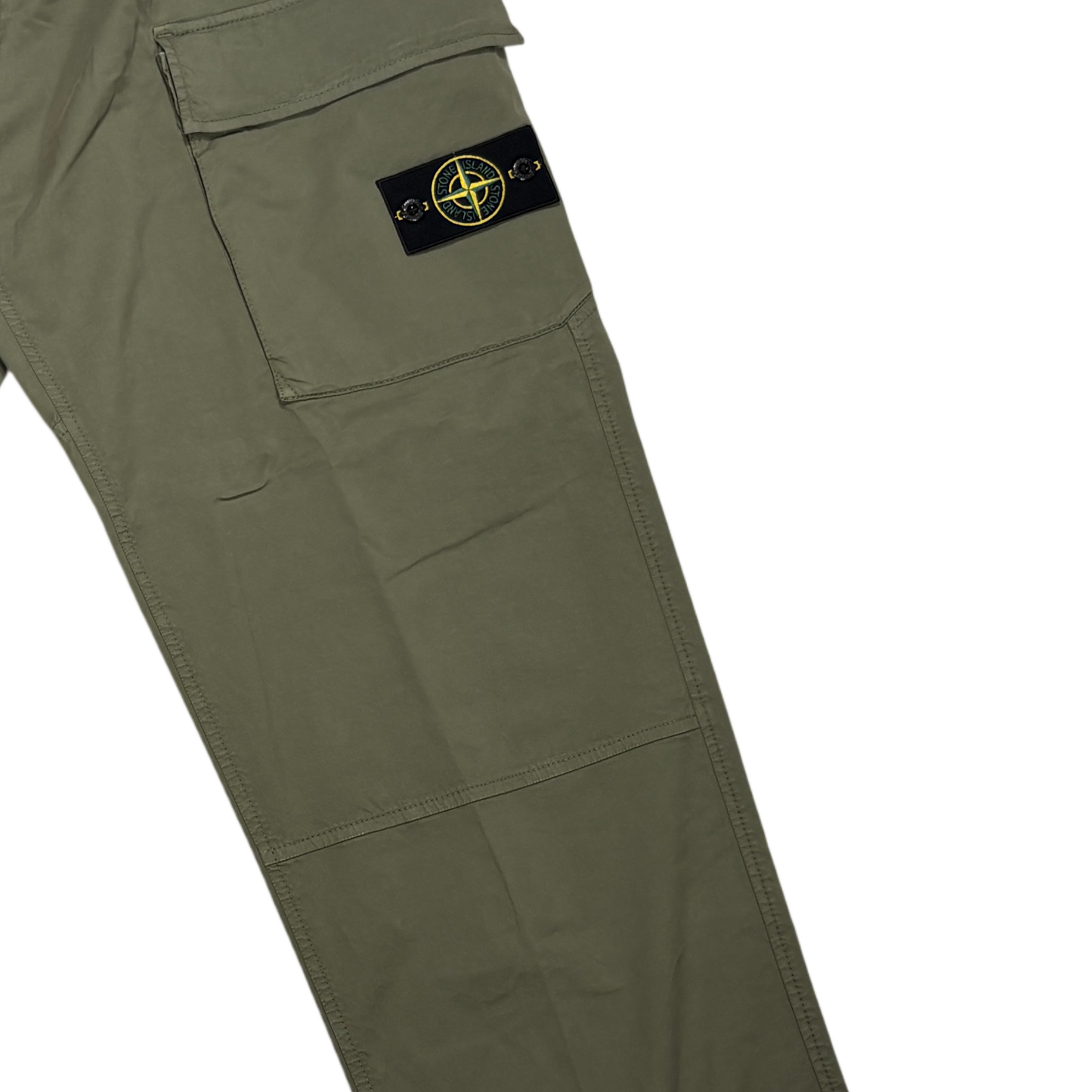 Stone Island Green Compass Patch Cargo Cargo Trousers