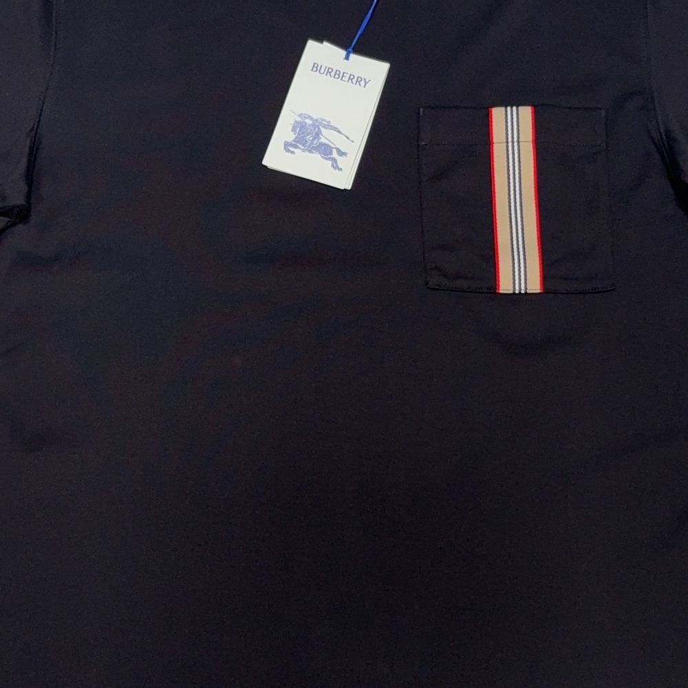Burberry Front Stripe Pocket Black T-shirt
