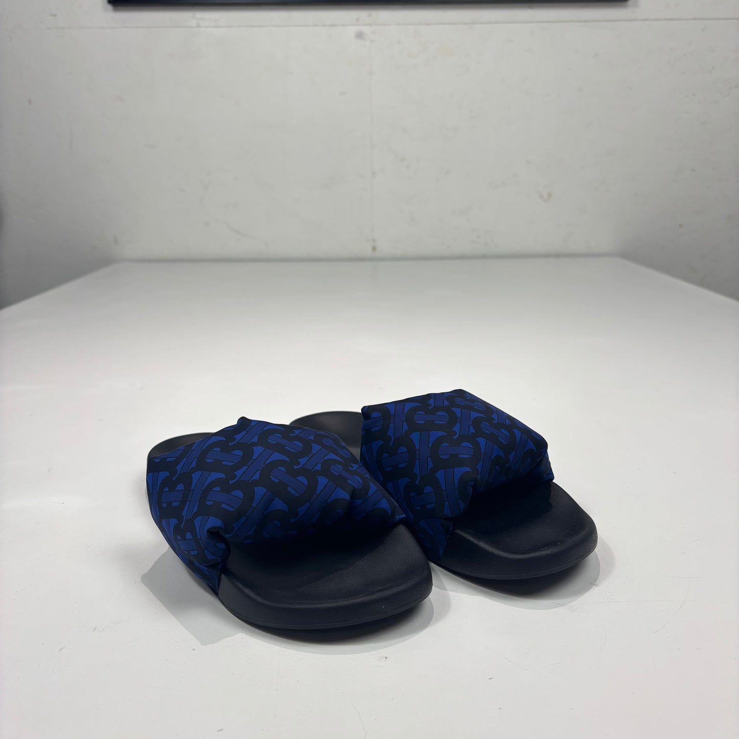 Burberry Deep Royal Blue Patterned Sliders