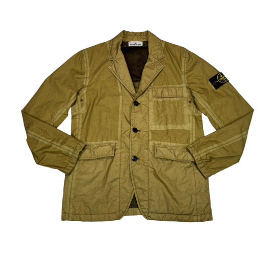 Stone Island Brown Button Up Membrana-TC Compass Patch Jacket