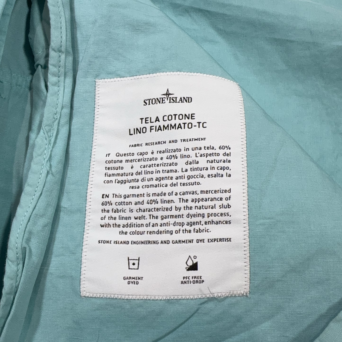 Stone Island Tela Cotone Lino Flammato - TC Blue Jacket