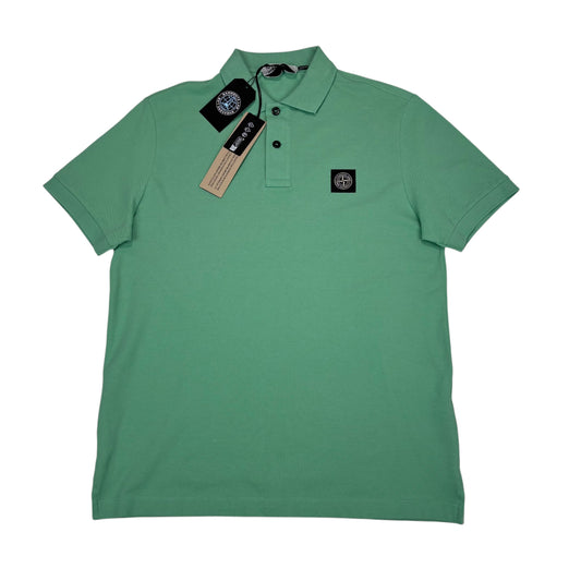 Stone Island Lime Green Patch Logo Polo shirt