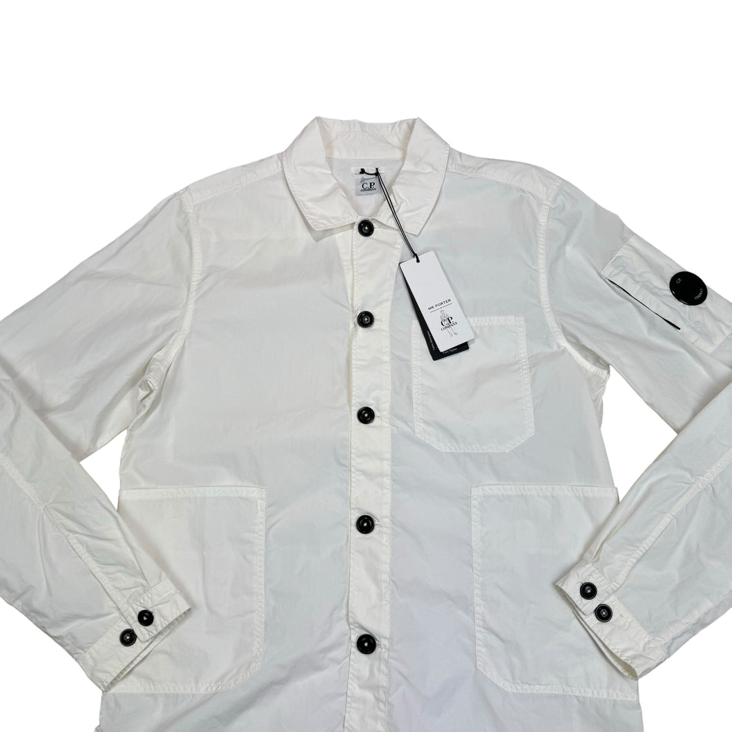 CP Company White Button Up Classic Goggle Overshirt Jacket