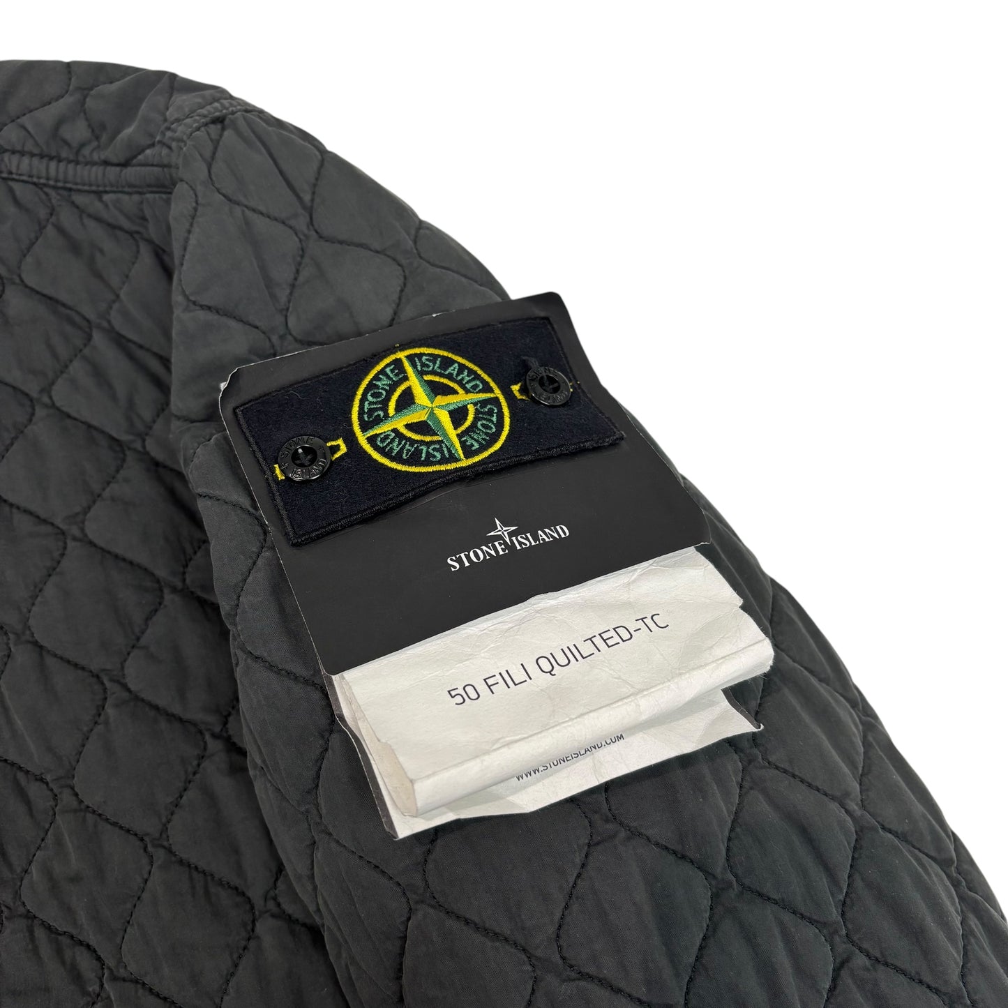 Stone Island Black 50 Fili Quilted-TC Compass Patch Jacket