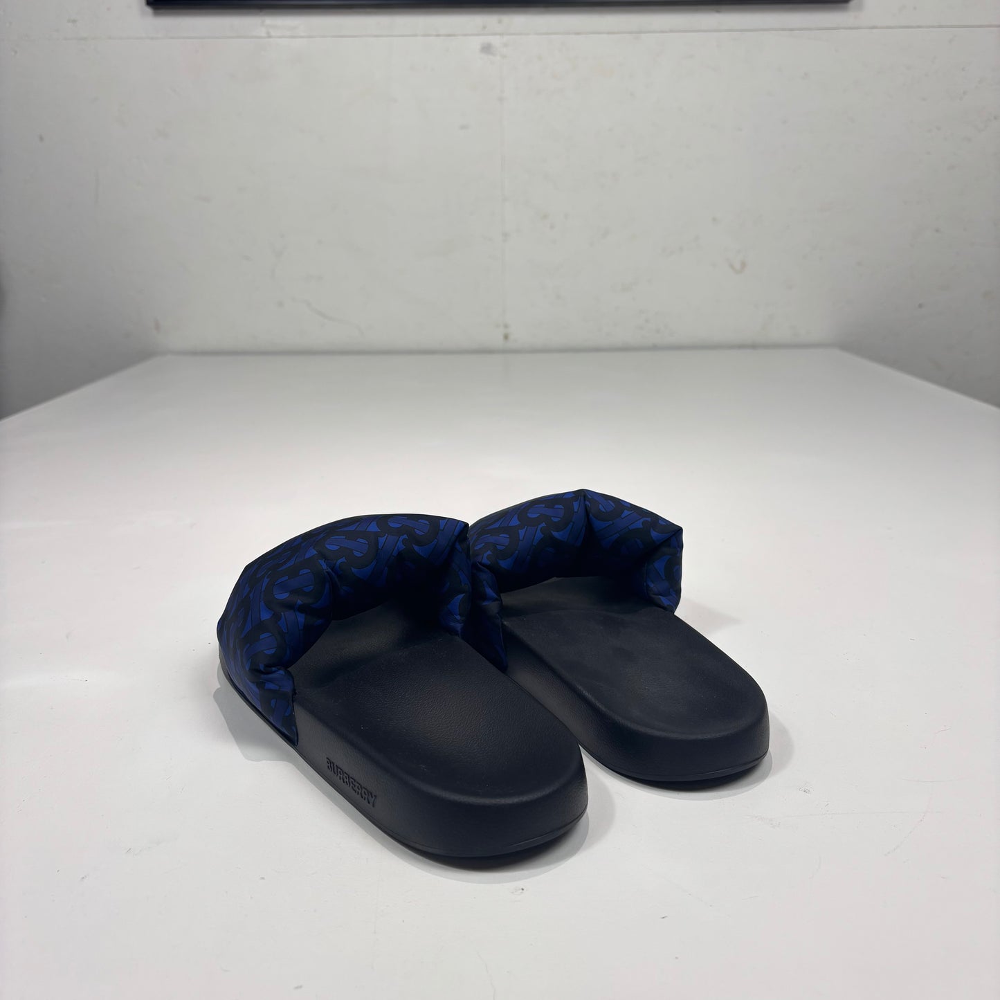 Burberry Deep Royal Blue Patterned Sliders