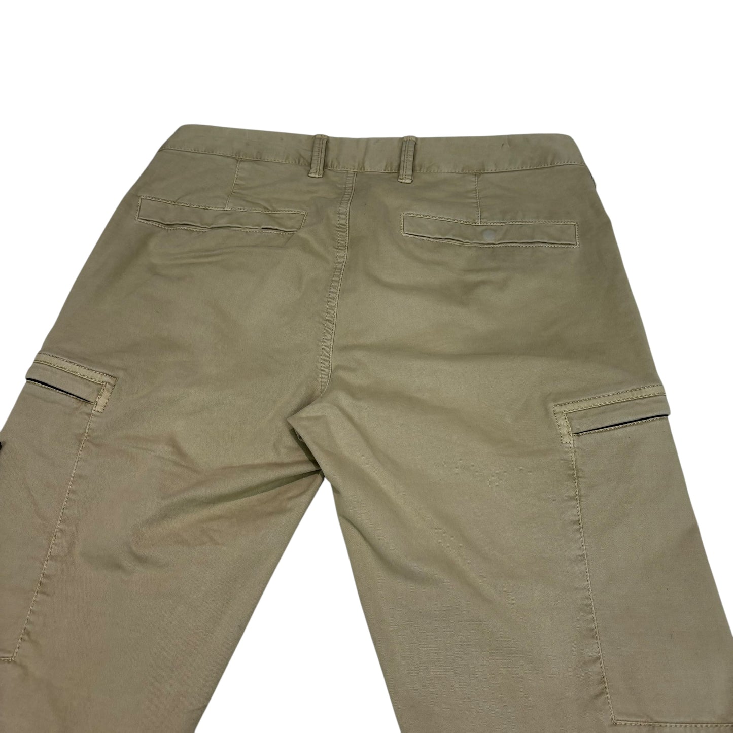Stone Island Beige Zip-Pocket Brushed Cotton Cargo Trousers