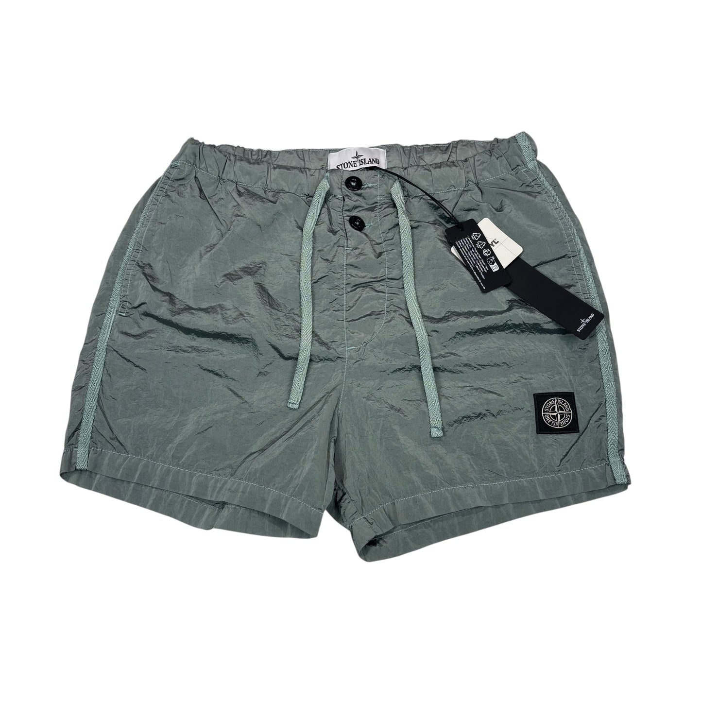 Stone Island Sky Blue Nylon Metal Patch Logo Swim Shorts