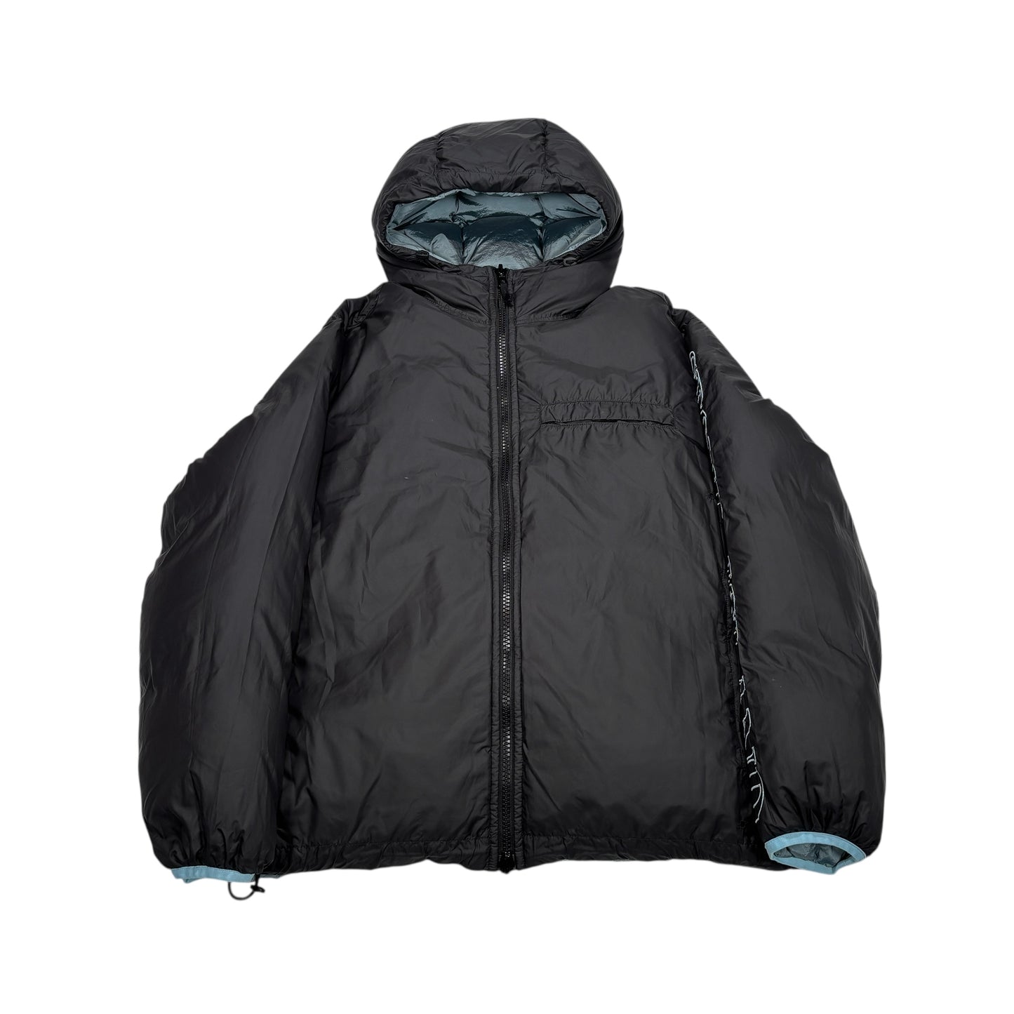Stone Island Blue Center Patch Reversible with Arm Spell Out Embroidery Puffer Jacket