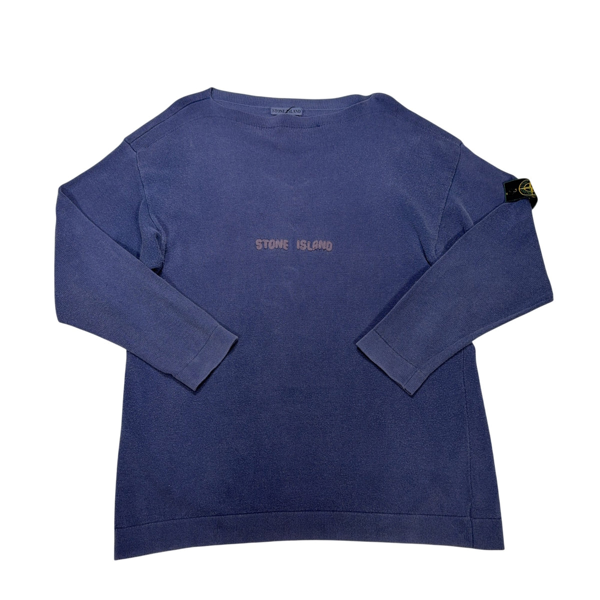 Stone Island Vintage Green Edge Knit Blue Jumpers