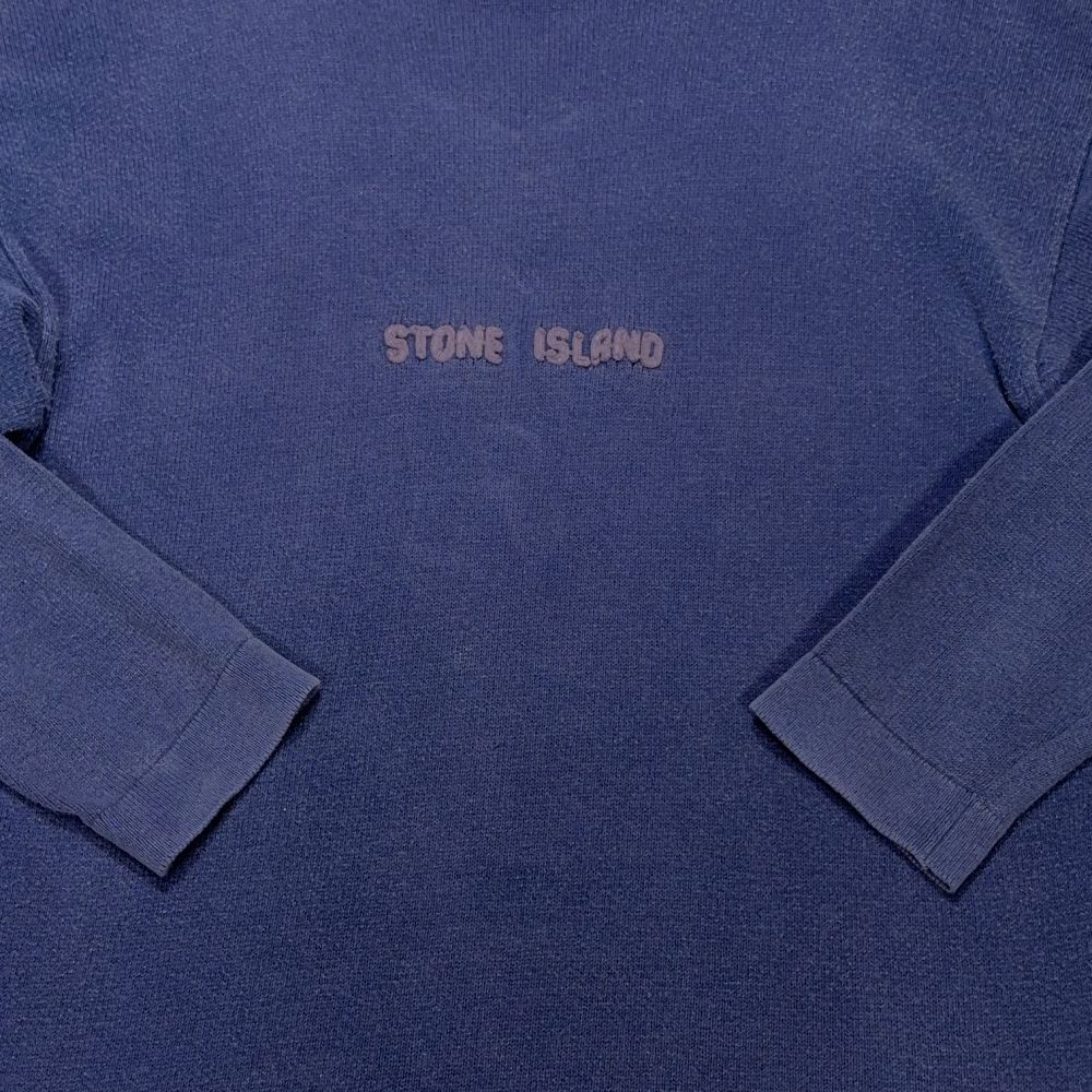Stone Island Vintage Green Edge Knit Blue Jumpers
