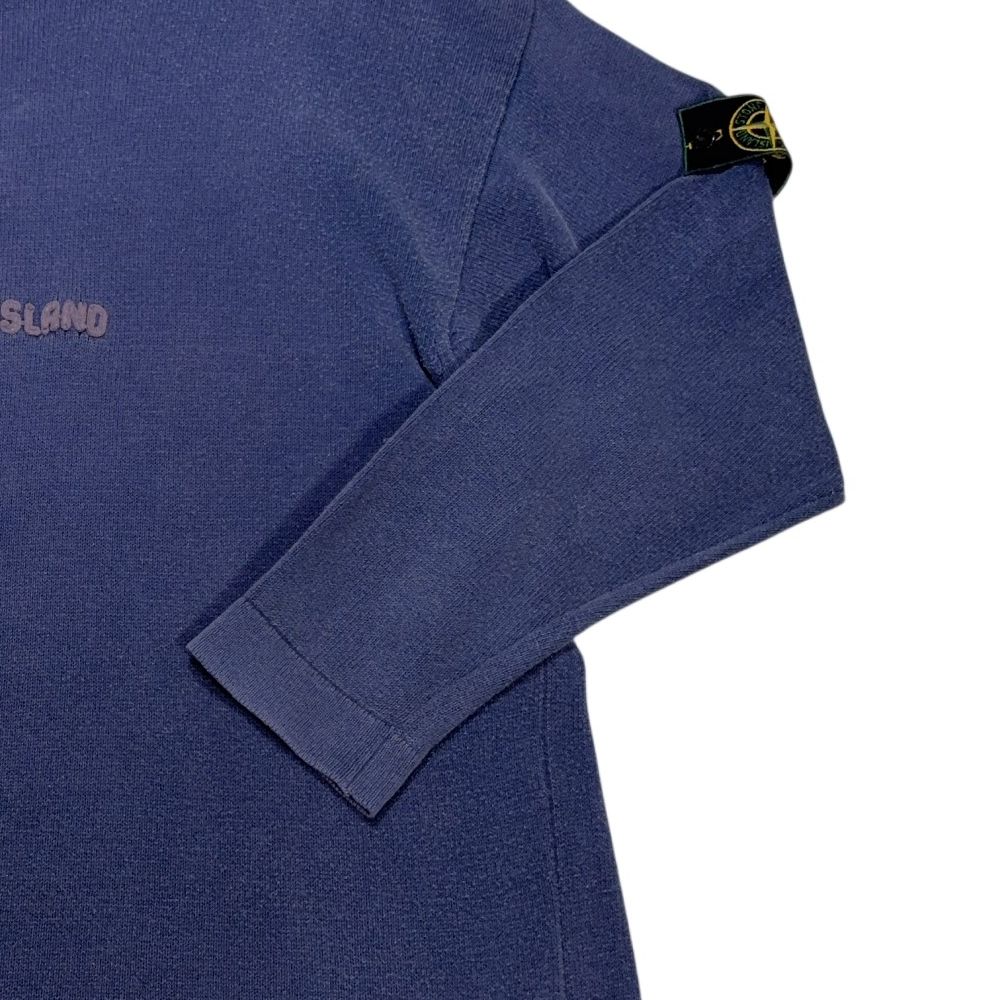 Stone Island Vintage Green Edge Knit Blue Jumpers