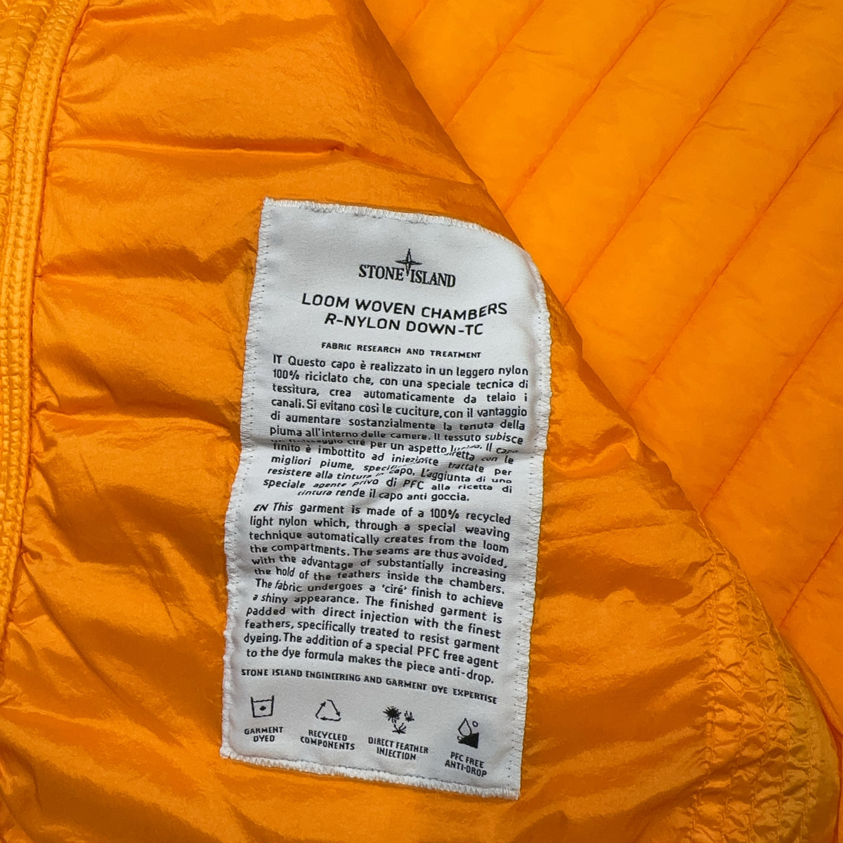 Stone Island Loom Woven Chambers R-Nylon Down-TC Hooded Jacket – Orange