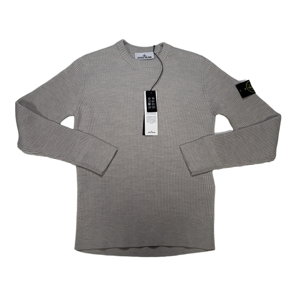 Stone Island Lambs Wool Ribbed Grey Jumpers