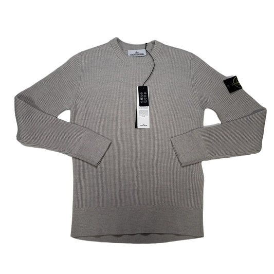 Stone Island Lambs Wool Ribbed Grey Jumpers