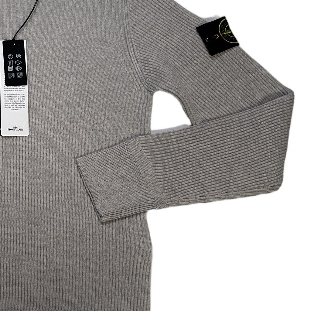Stone Island Lambs Wool Ribbed Grey Jumpers