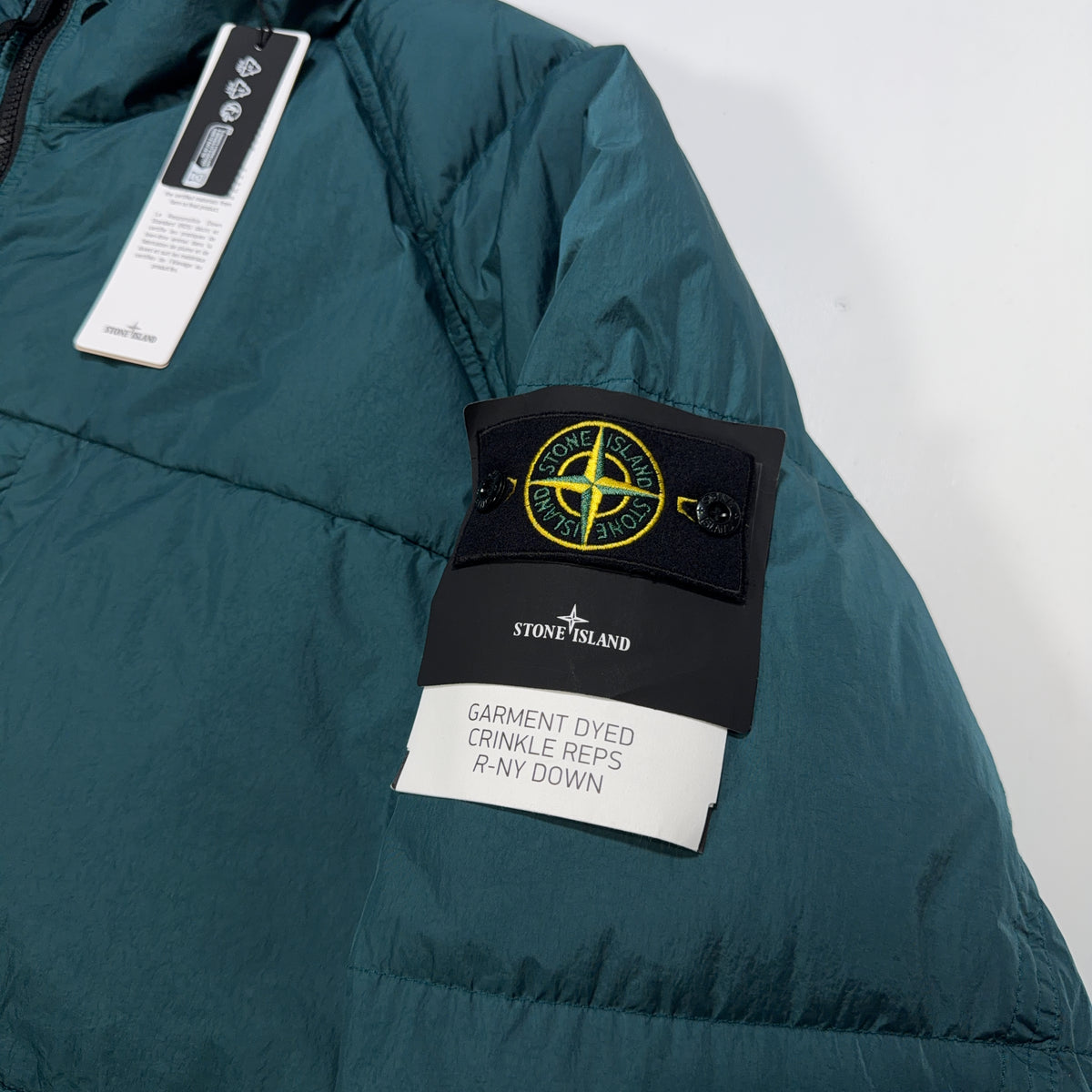 Stone Island Garment Dyed Crinkle Reps R-NY Down Hooded Jacket – Teal