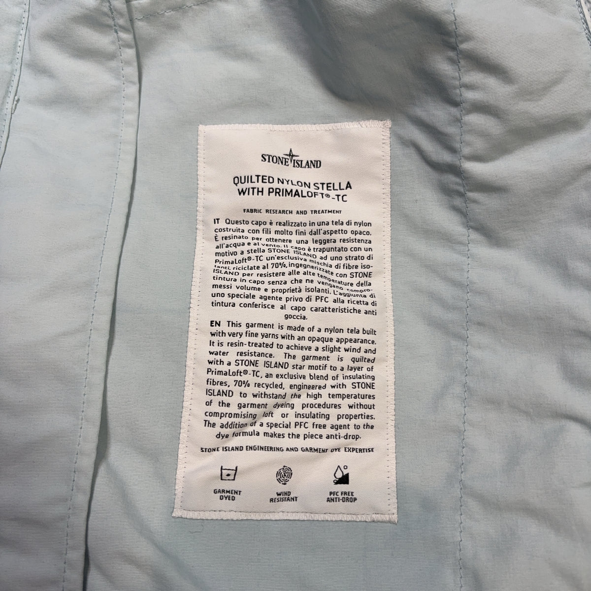 Stone Island Quilted Nylon Stella with Primaloft - TC Blue Jacket