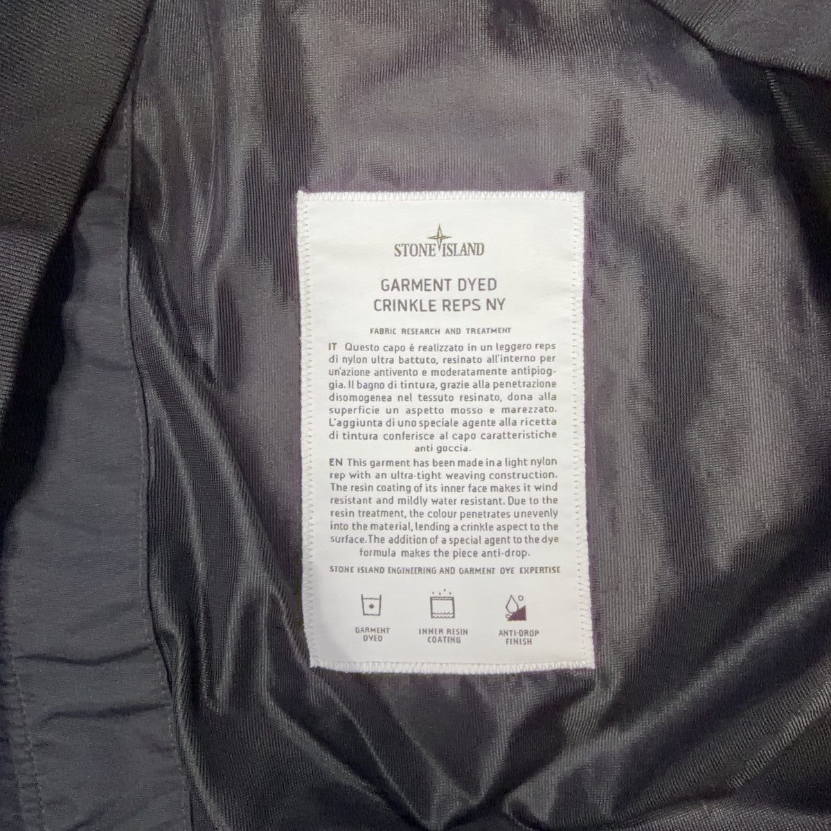 Stone Island Garment Dyed Crinkle Reps NY Jacket – Black