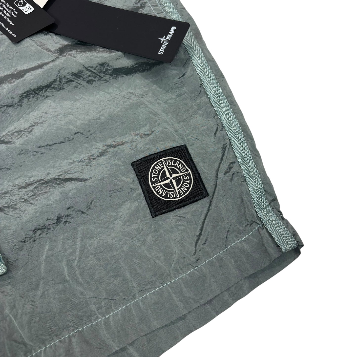 Stone Island Sky Blue Nylon Metal Patch Logo Swim Shorts