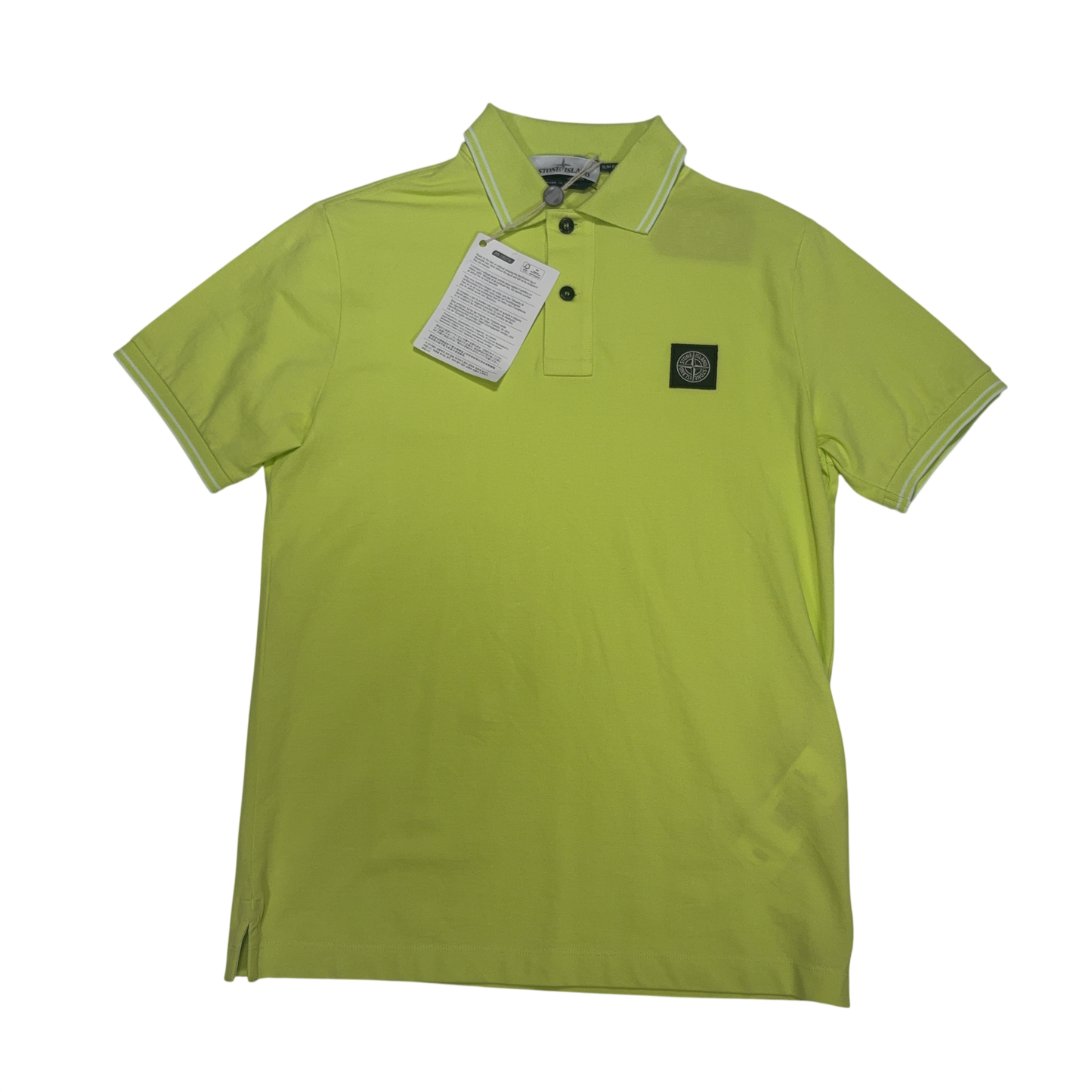 Stone Island Logo Patch Yellow Polo Shirt