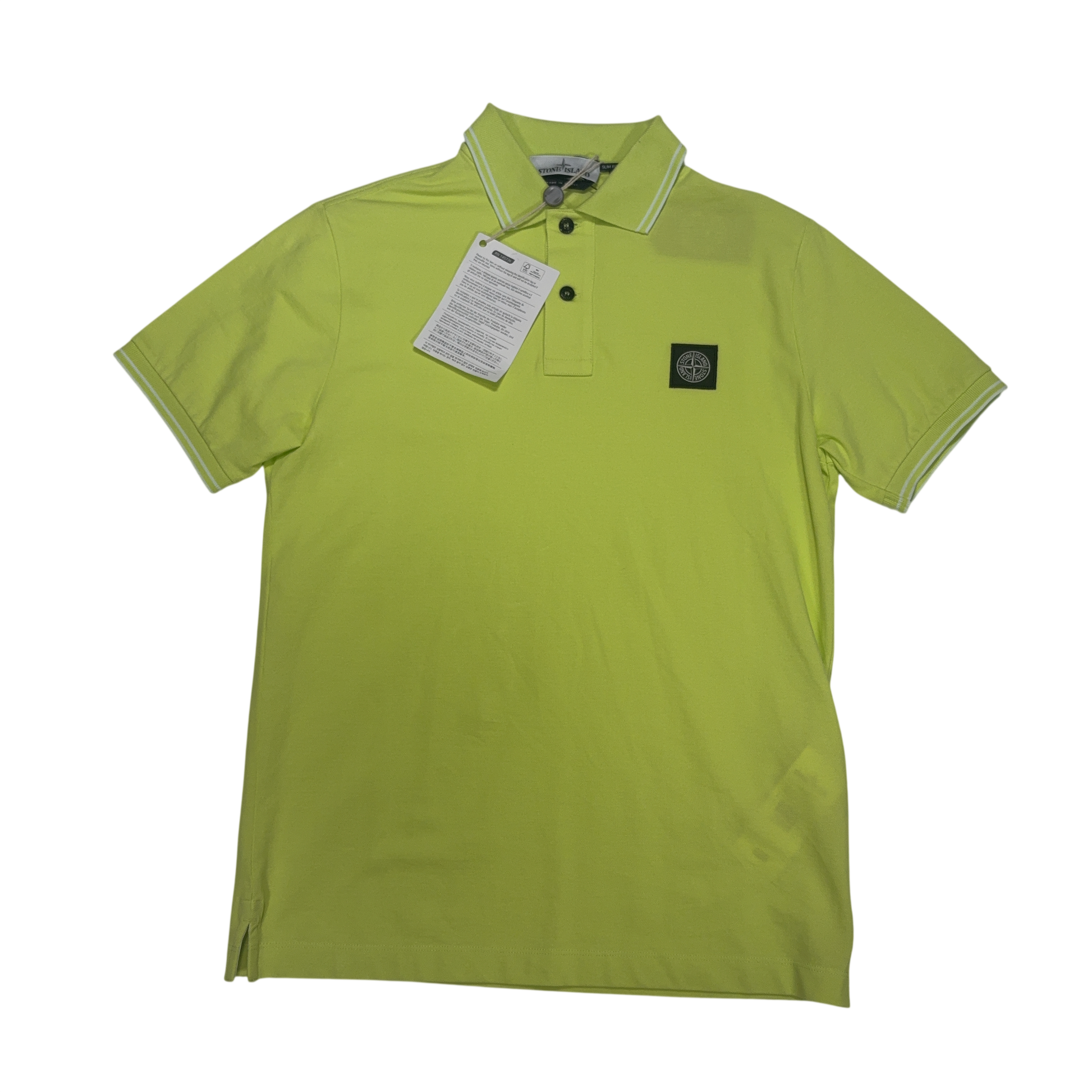Stone Island Logo Patch Yellow Polo Shirt