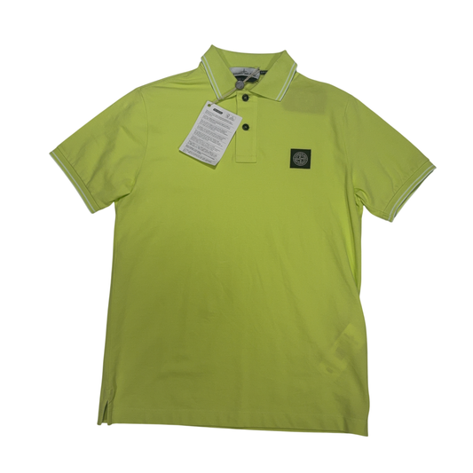 Stone Island Logo Patch Yellow Polo Shirt