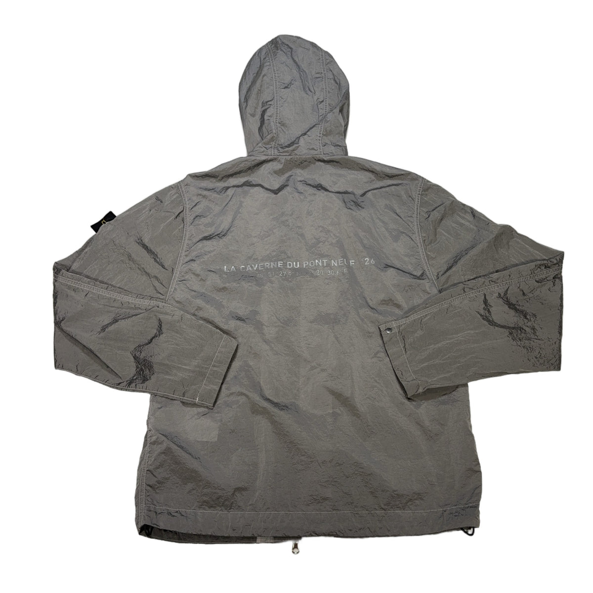 Stone Island Nylon Metal With back Spell Out Grey Hooded Jacket