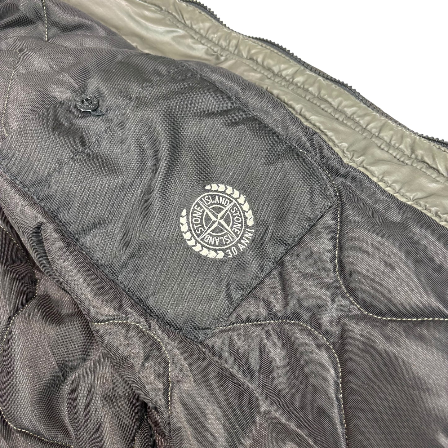 Stone Island Brown Mussola Gommata Compass Patch Long Line Jacket