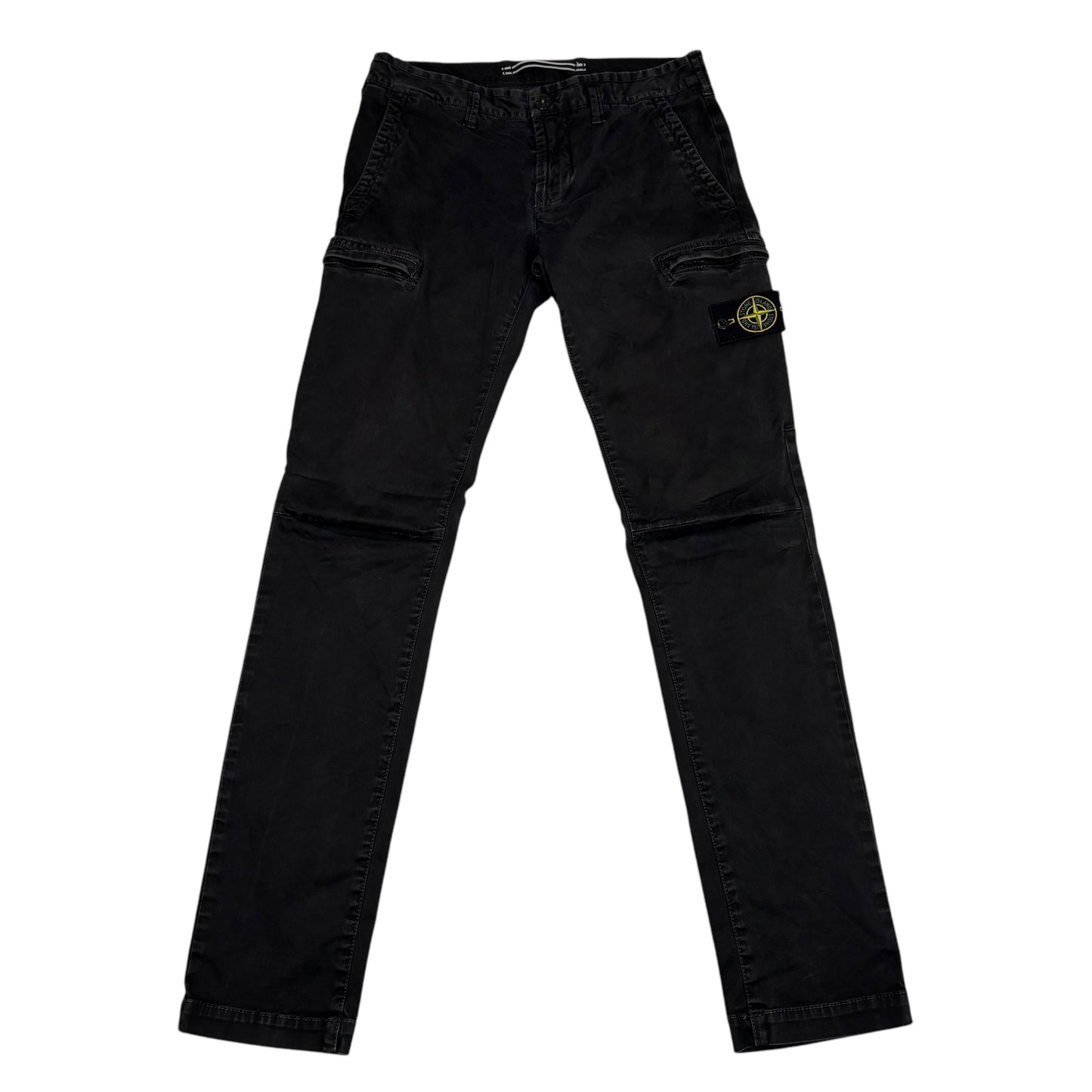 Stone Island Black Compass-Patch Cotton Cargo Trousers