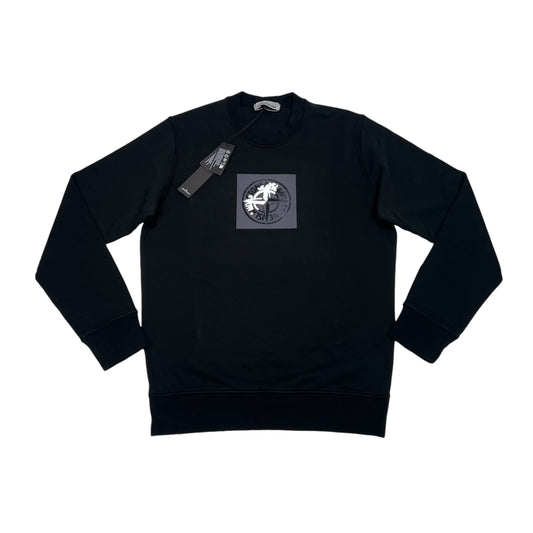 Stone Island Black Institutional One Badge Print Crewneck Jumper