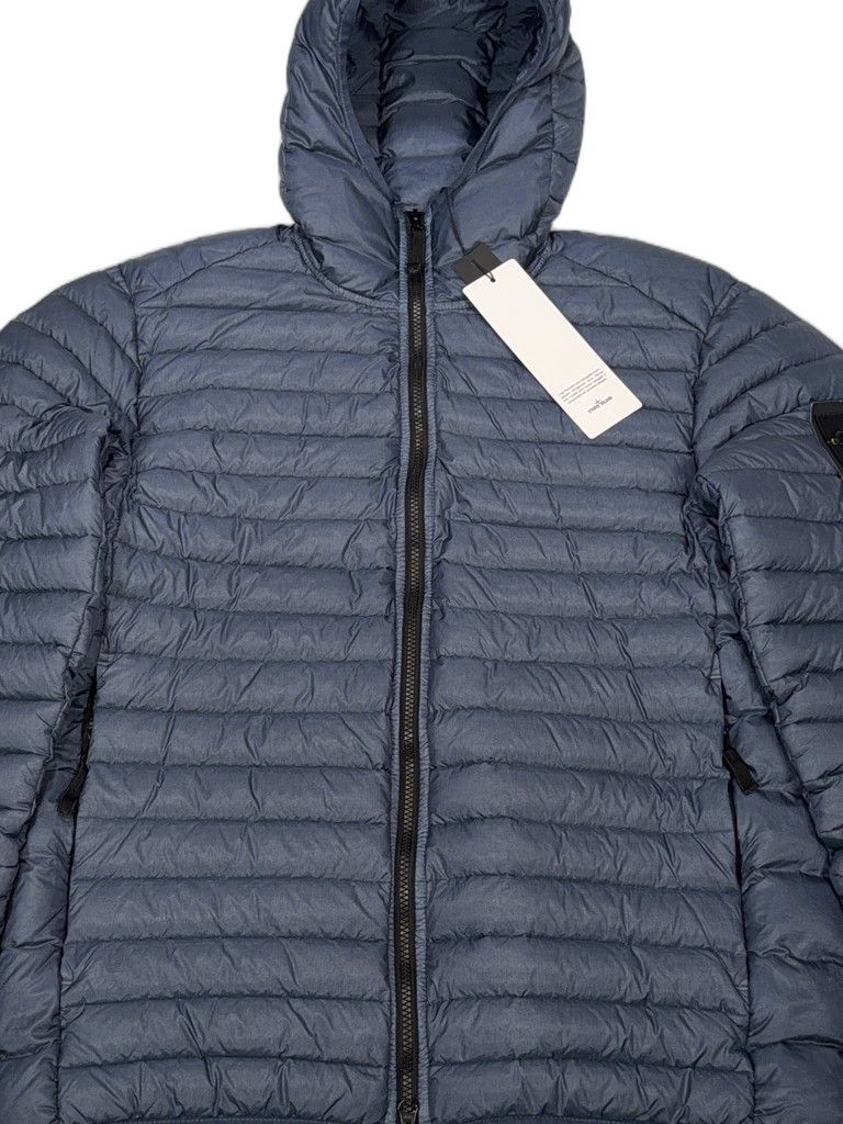 Stone Island Loom Woven Chambers Hooded Quilted Puffer Jacket – Blue