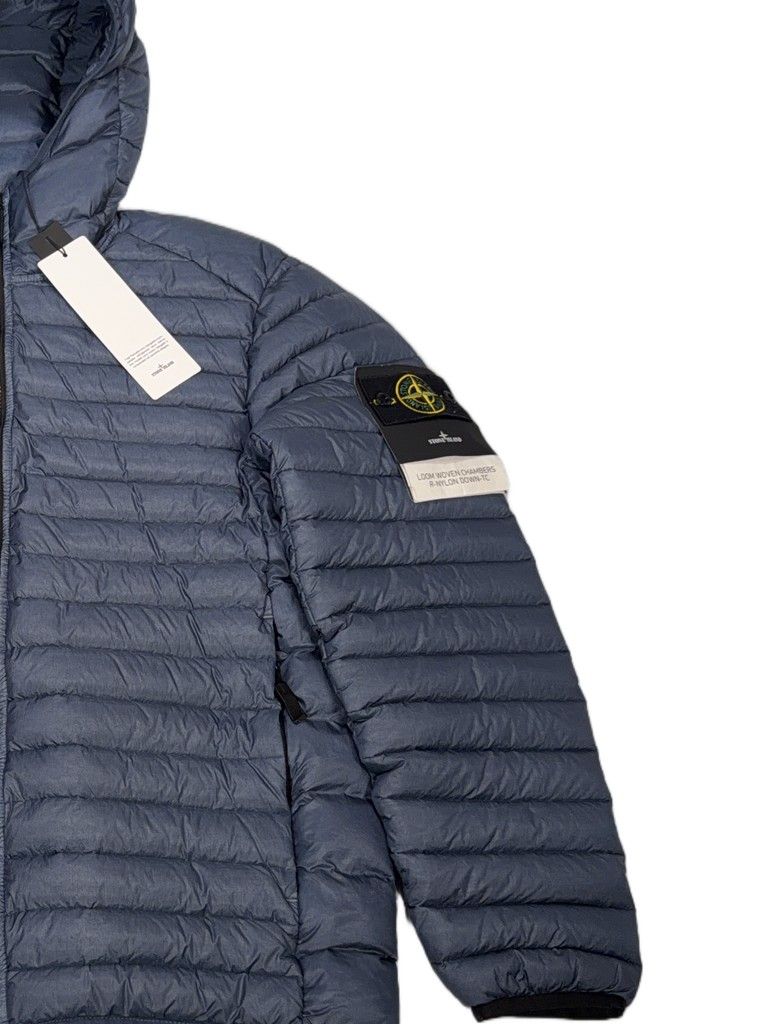 Stone Island Loom Woven Chambers Hooded Quilted Puffer Jacket – Blue