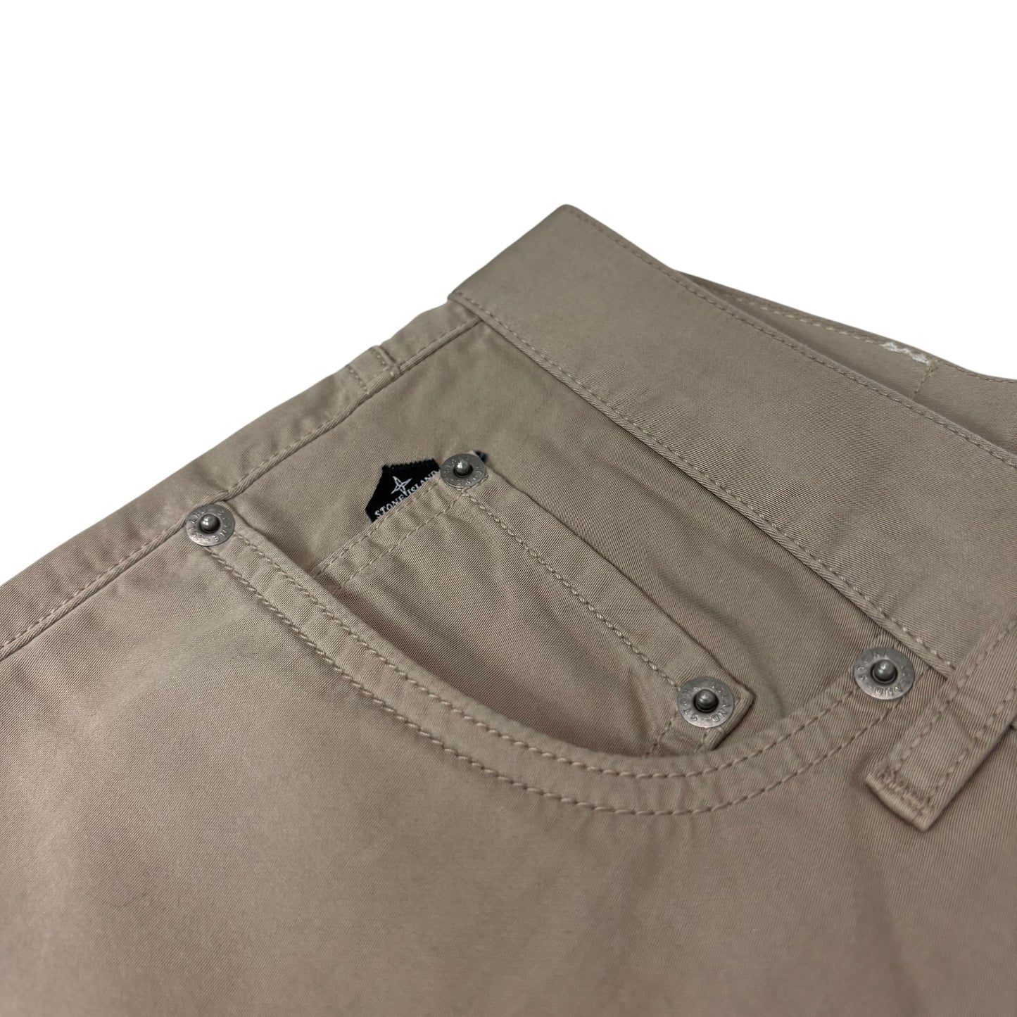 Stone Island Beige Brushed Cotton Type RE-T Compass Patch Jeans
