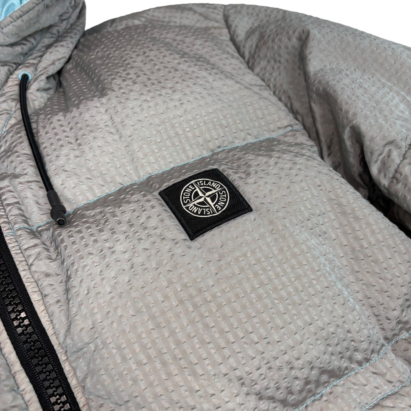 Stone Island Light Blue Poly Colour Frame Down-TC Patch Logo Puffer Jacket