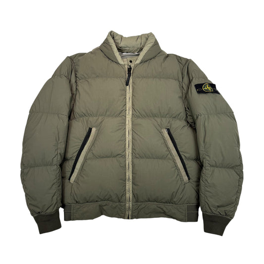 Stone Island Brown Garment Dyed Organic Feel Tela NY Down Jacket