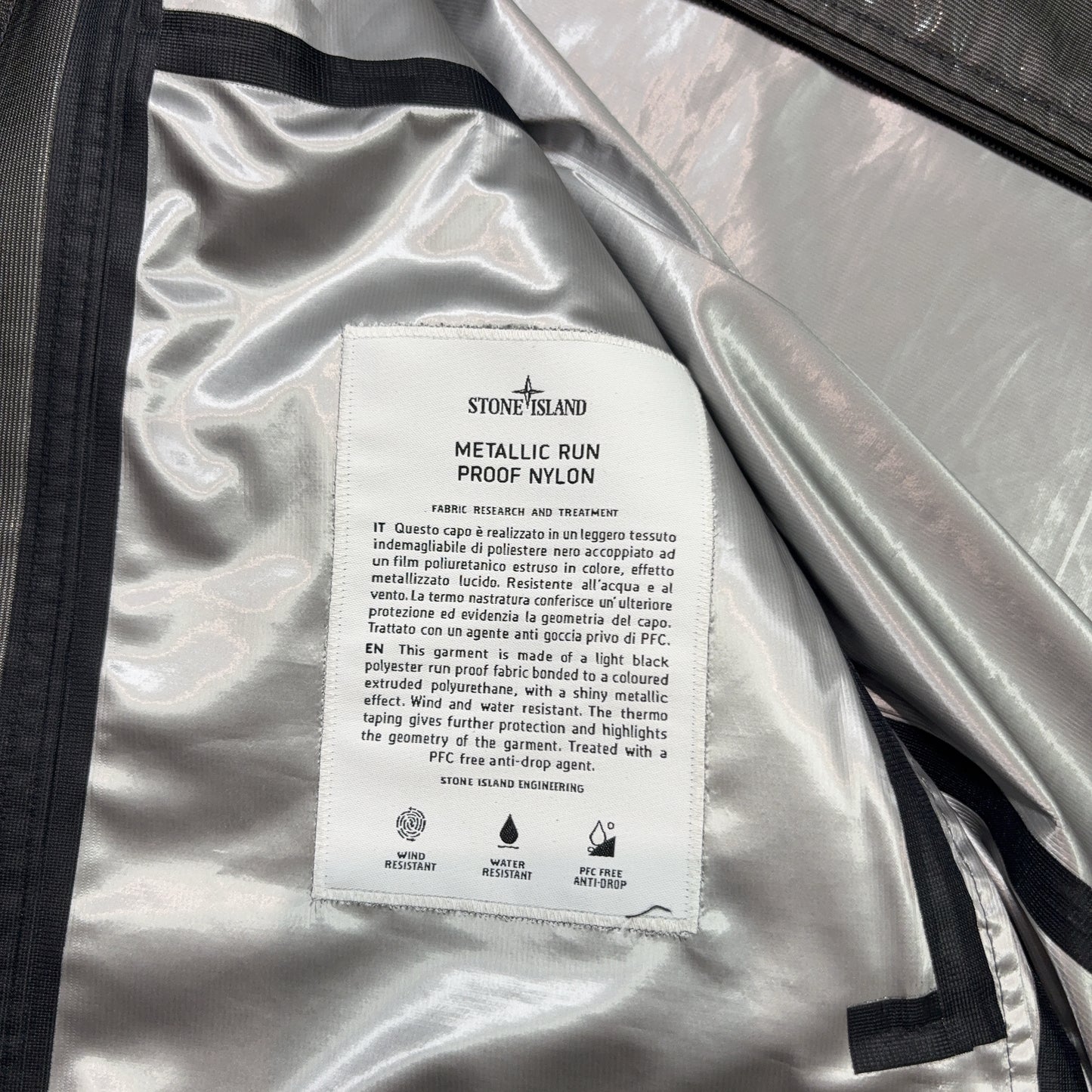 Stone Island Metallic Run Proof Nylon Black Jacket