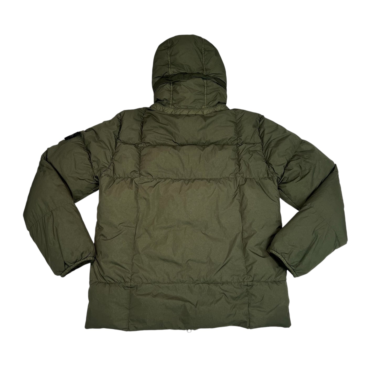 Stone Island Green Garment Dyed Crinkle Reps NY Down Puffer Coat