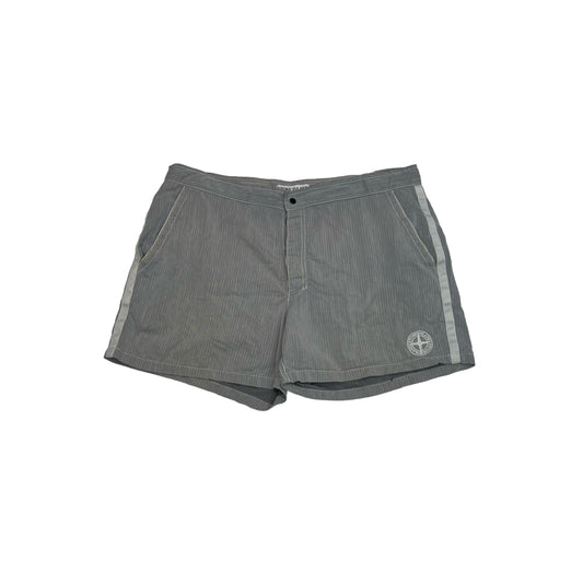 Stone Island Grey Logo-Embroidery Swim Shorts