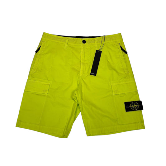 Stone Island Yellow Compass-Patch Cargo Shorts