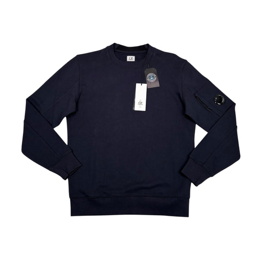 Cp Company Navy Blue Diagonal Fleece Single Goggle Crewneck Jumper