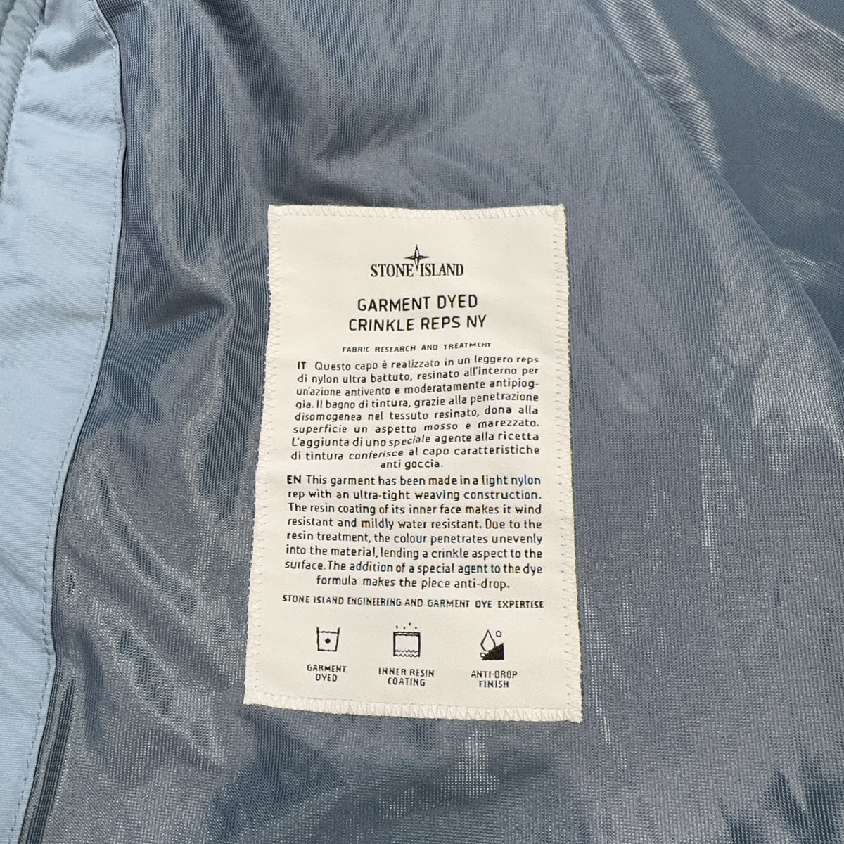 Stone Island Garment Dyed Crinkle Reps NY Hooded Jacket – Blue