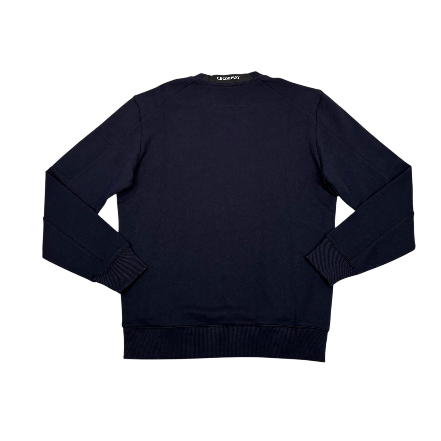 Cp Company Navy Blue Diagonal Fleece Single Goggle Crewneck Jumper