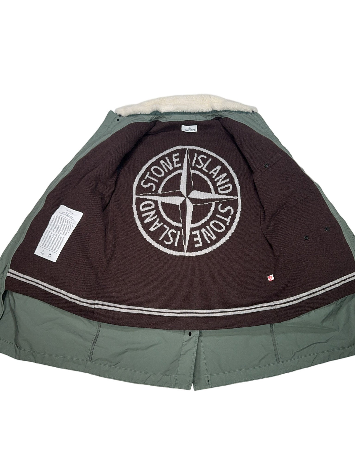 Stone Island David TC With Primaloft Insulation Technology Contrast-Collar Long Coat – Grey