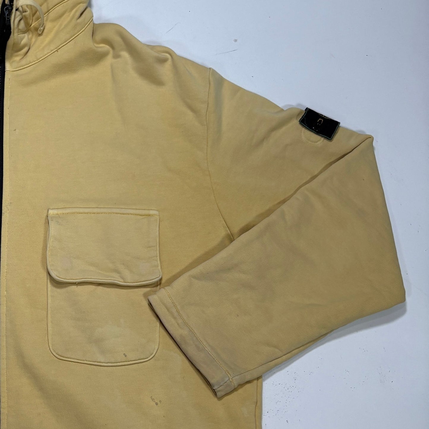 Stone Island Green Edge Vintage Zip up Hoodie Yellow Hoodie