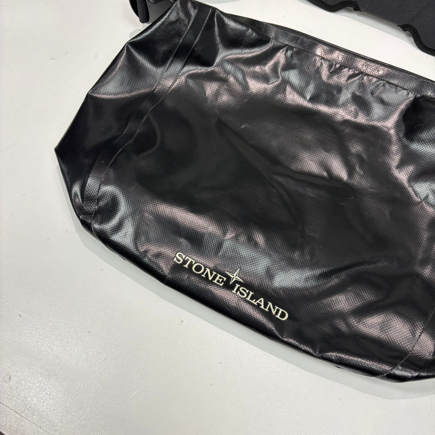 Stone Island Black Waterproof Spell Out Logo-Print Bag